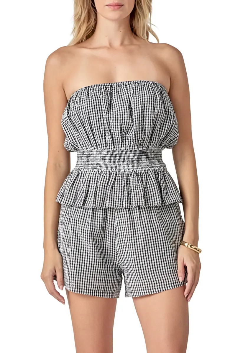 English Factory Gingham Strapless Peplum Top | Nordstrom | Nordstrom