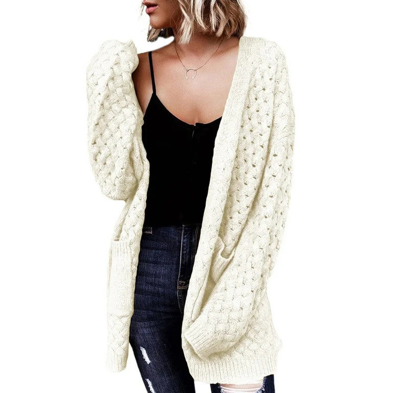 SHEWIN Womens Cardigans Open Front Oversized Cardigan Sweaters Long Sleeve Chunky Cable Knit Fall... | Walmart (US)