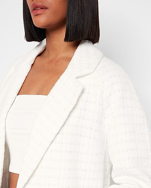 Metallic Tweed Double Button Coat | Express