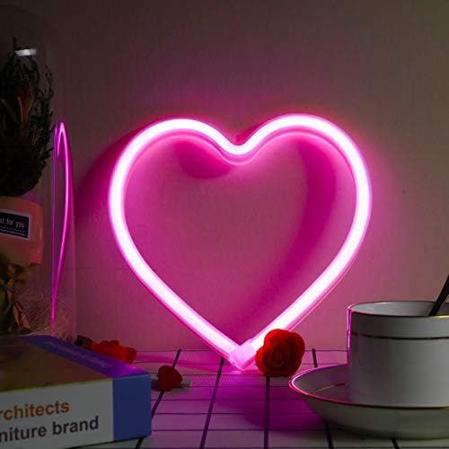 Heart Neon Sign, Battery Operated or USB Powered LED Neon Light for Party, Home Decoration Lamp, ... | Amazon (US)