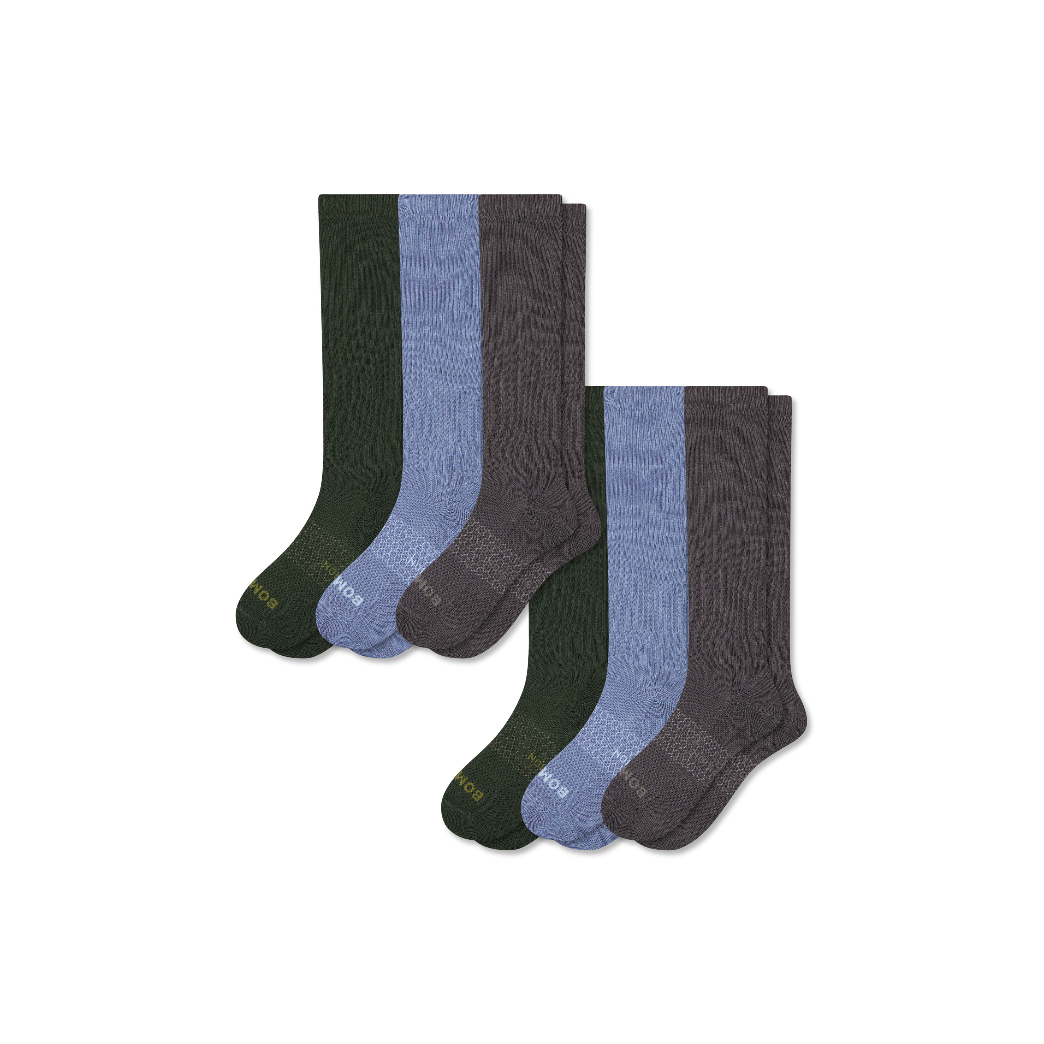 Men's Everyday Compression Sock 6-Pack (15-20mmHg) - Blue Smoke Mix - Large - Cotton Blend - Bombas | Bombas