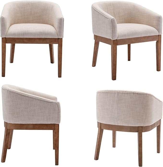 Washon Upholstered Dining Chairs Set of 4, Mid Century Modern Dining Room Chair with Arms, Barrel... | Amazon (US)