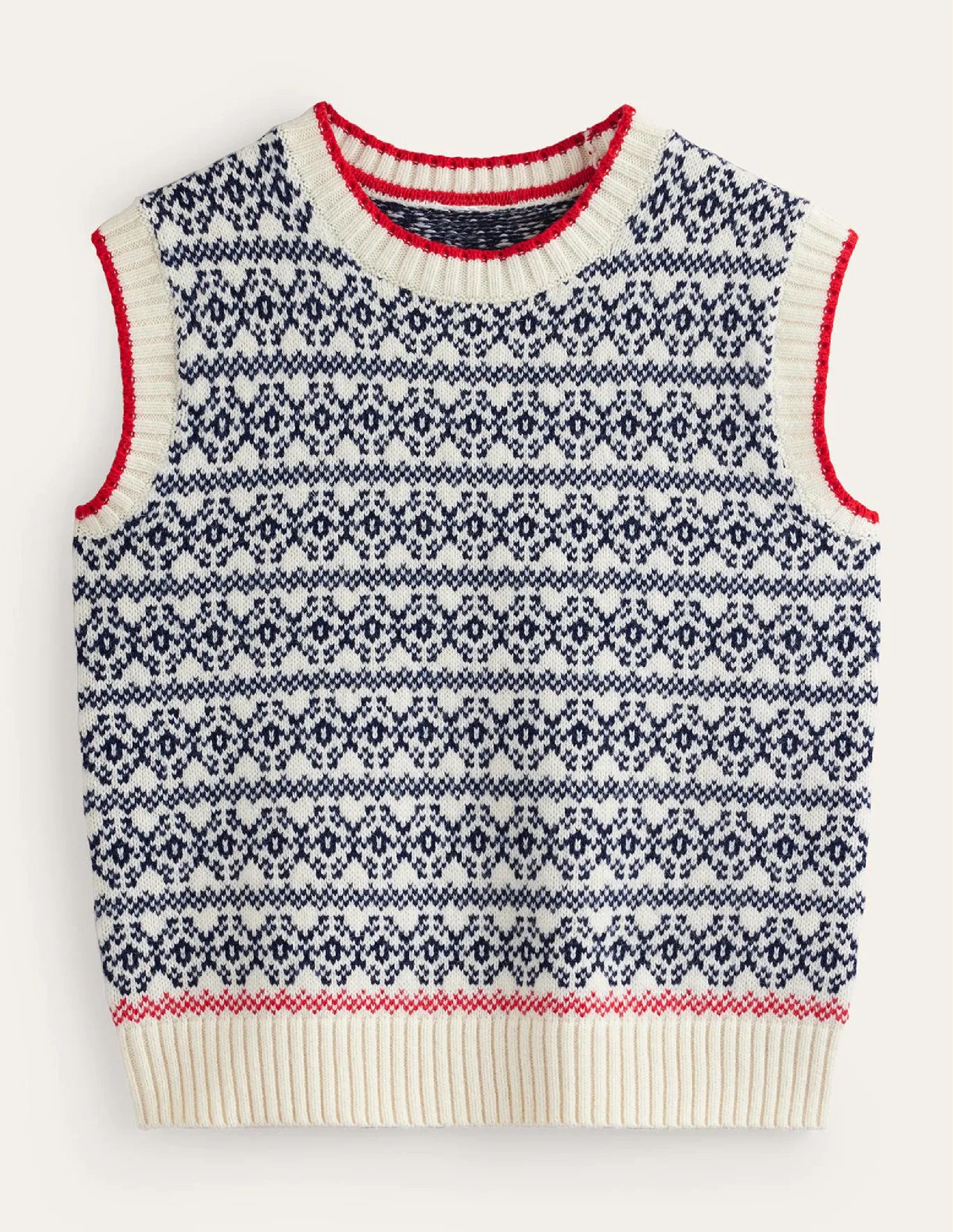 Chunky Fair Isle Sweater Vest - Warm Ivory | Boden US | Boden (US)