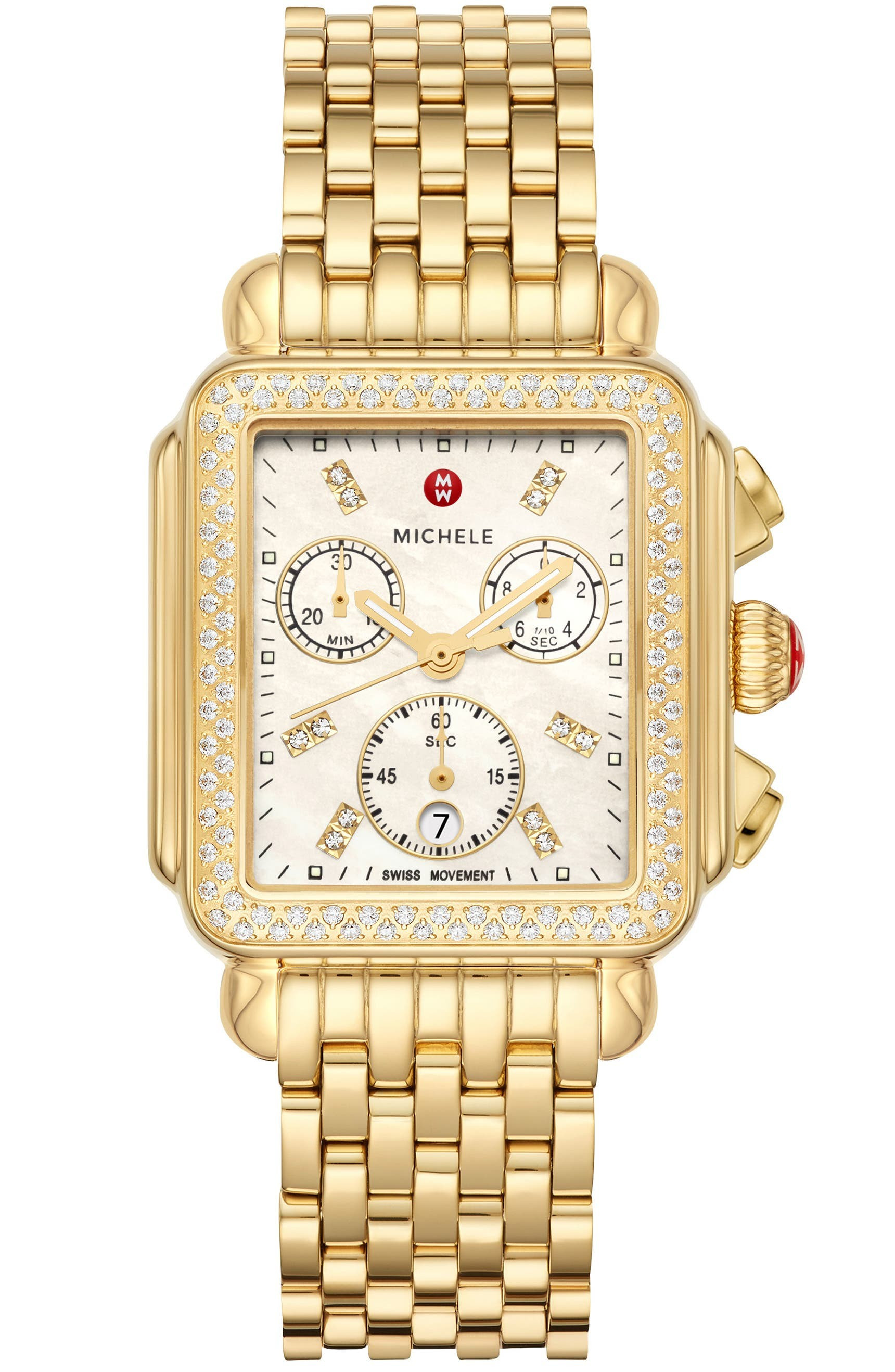 Deco Diamond Chronograph Watch Head & Bracelet, 33mm | Nordstrom