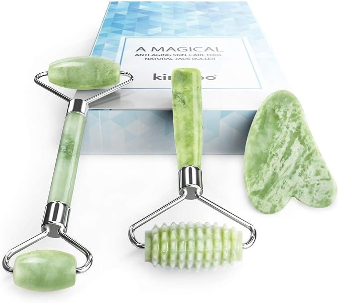 Kimkoo Jade Roller for Face-3 in 1 Kit with Facial Massager Tool,100% Real Natural Jade Stone Fac... | Amazon (US)