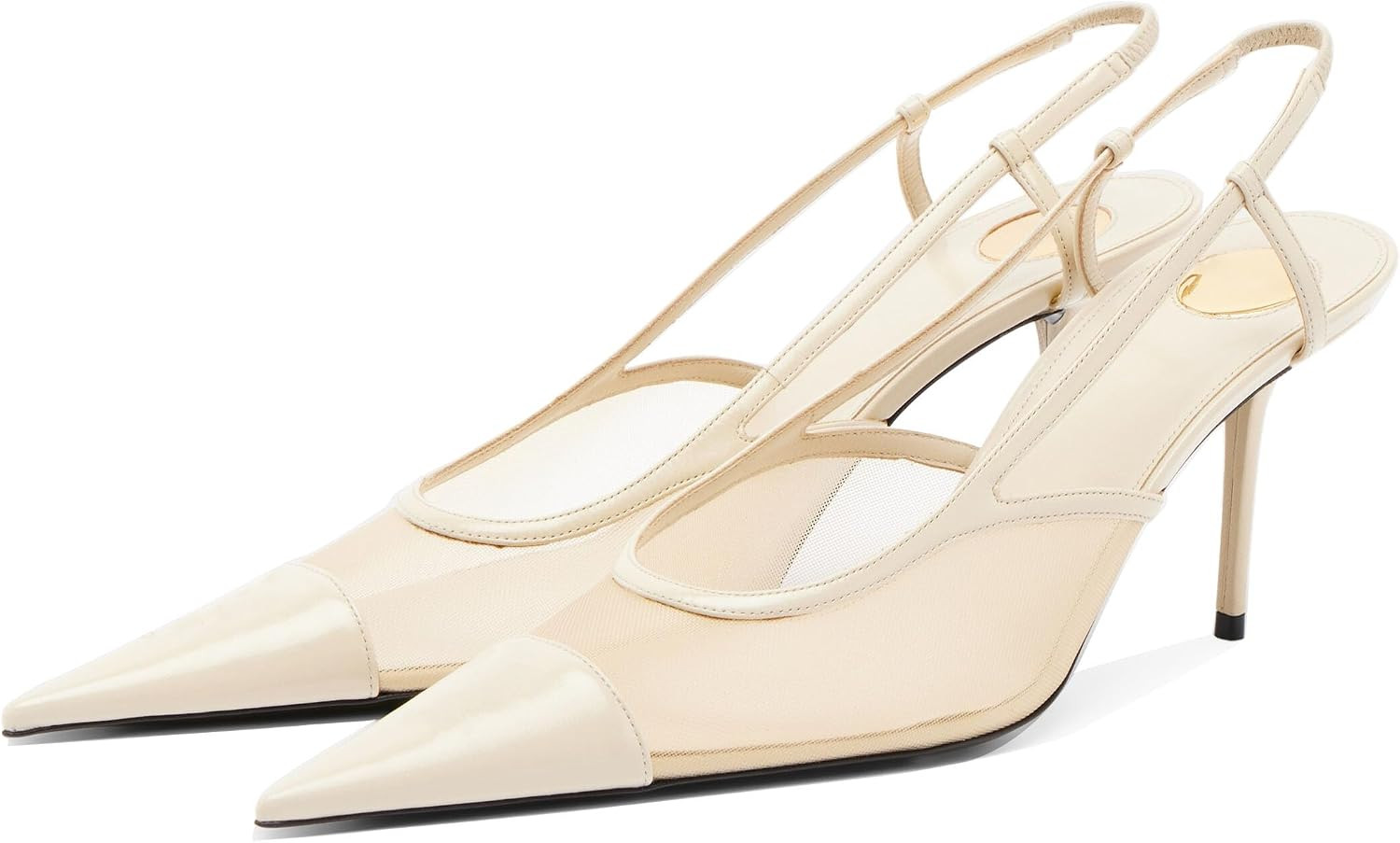 Goolita Pointed Closed Toe Slingback Heels for Women, Sexy Stiletto Heels Slip On Mesh Pump Backless Party Dress Shoes | Amazon (US)