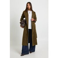 Womens Faux Suede Trench Coat - Green - 10 | boohoo (US & Canada)