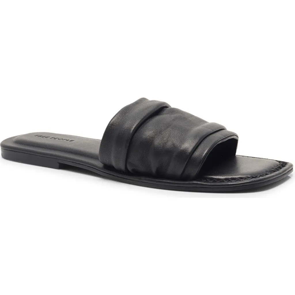 Free People Evelyn Slide Sandal in Black Tide Leather at Nordstrom, Size 6 | Nordstrom