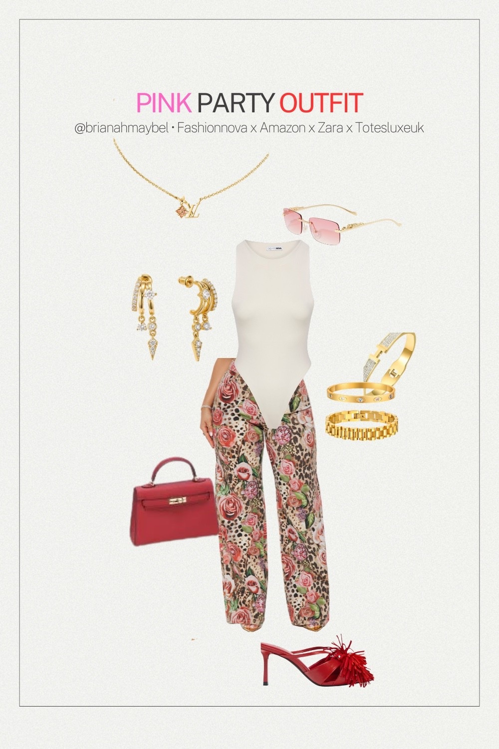 Pink Party with Bliss Sundays was so fun 🩷🤭🎟️
I didn’t have capacity to find an outfit so I overnighted mine ✨

5’4 • 130 LBS

Heels: Zara (last summer collection) ?
Bag: TotesLuxe UL • London Bag RED

Fashionnova can’t be tagged… but here’s what you can search:

Jeans : Keep Me Wild Floral Animal Stretch Baggy • Size 5
Top : Contour Double Lined Scoop Neck Thong Bodysuit • Size S
 (bigger chests can’t wear a bra due to side boob cut out. Need pasties!) 

Sunnies: Looking For Prey • Pink

#LTKgrwm #LTKootd #LTKFestival
