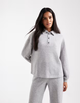 Miss Selfridge brushed collar sweat co ord in light grey | ASOS (Global)