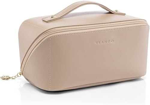 VLANDO Makeup Bag,Travel Toiletry Bag,Cosmetic Bag for Women PU Leather Portable Make up Bag for ... | Amazon (US)