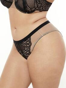 Luvlette Plus Mid Waist Lace Bikini Panty | SHEIN