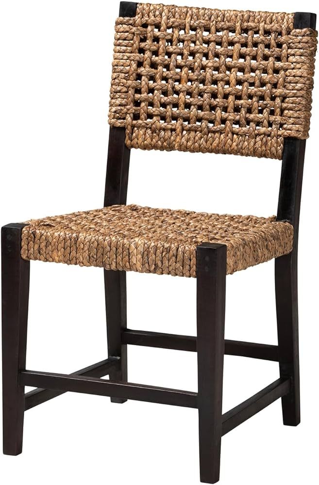 Baxton Studio Alise Dark Brown Mahogany Wood and Banana Fiber Dining Chair | Amazon (US)