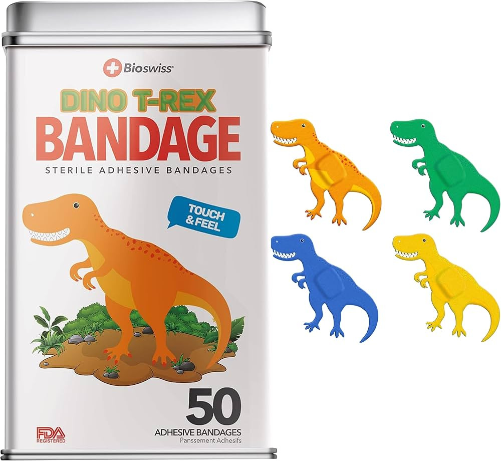 BioSwiss Kids Bandages, Dinosaur Shaped Self Adhesive Bandage Set, Latex Free, Sterile Wound Care... | Amazon (US)