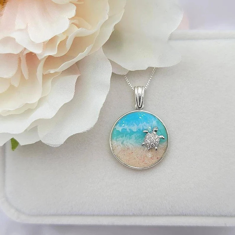 Sea Turtle Necklace, Ocean Necklace, Turtle Gifts, 925 Sterling Silver, Christmas Gifts For Her, ... | Etsy (US)