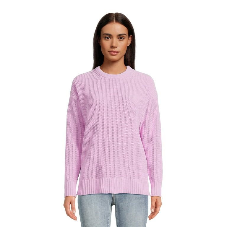 Time and Tru Women's Long Sleeve Chenille Pullover Crewneck Sweater | Walmart (US)
