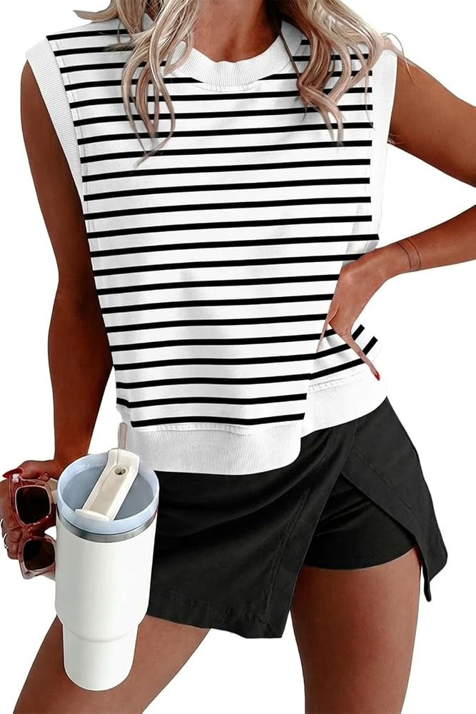 Opemiby Summer Sets Women 2 Piece Outfits Sleeveless Tank and Elastic Waist Skort Travel Vacation... | Amazon (US)
