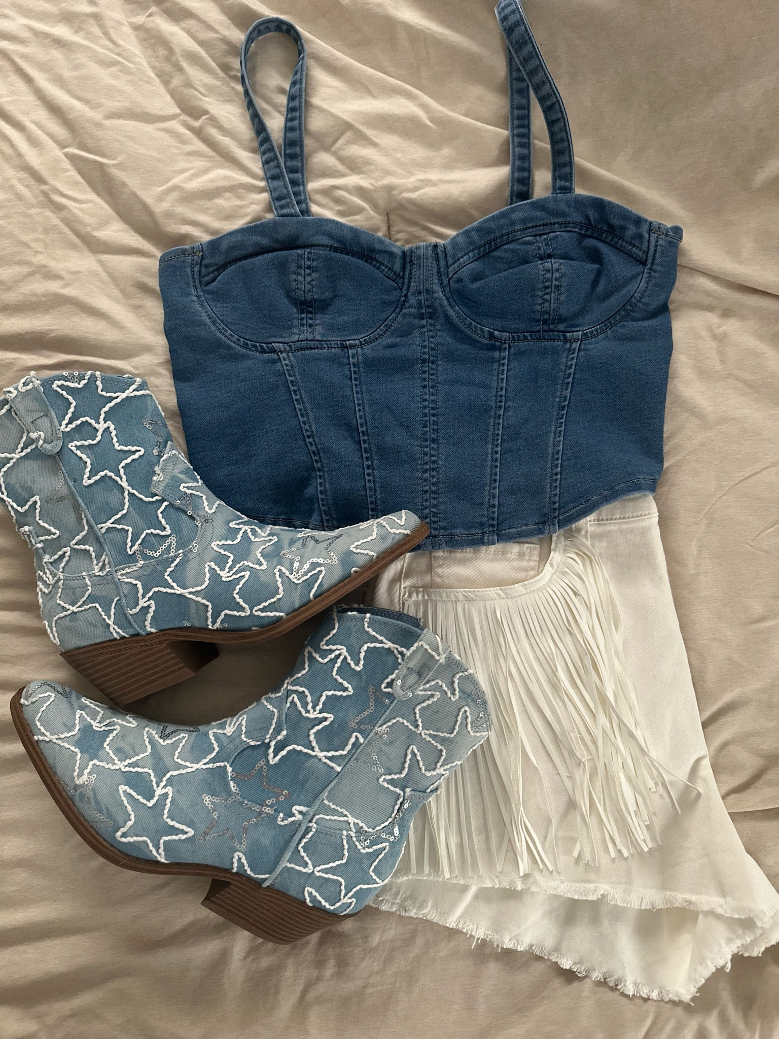 Country summer outfit 🤠 perfect for concerts, Nashville, etc! Shorts + top are under $13/each. Booties are under $30 👢

Country concert | summer | ootd 

#LTKFestival #LTKstyletip #LTKsalealert