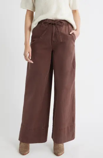 Treasure & Bond Drawstring Wide Leg Pants in Brown Malicacia at Nordstrom Rack, Size Xx-Small | Nordstrom Rack