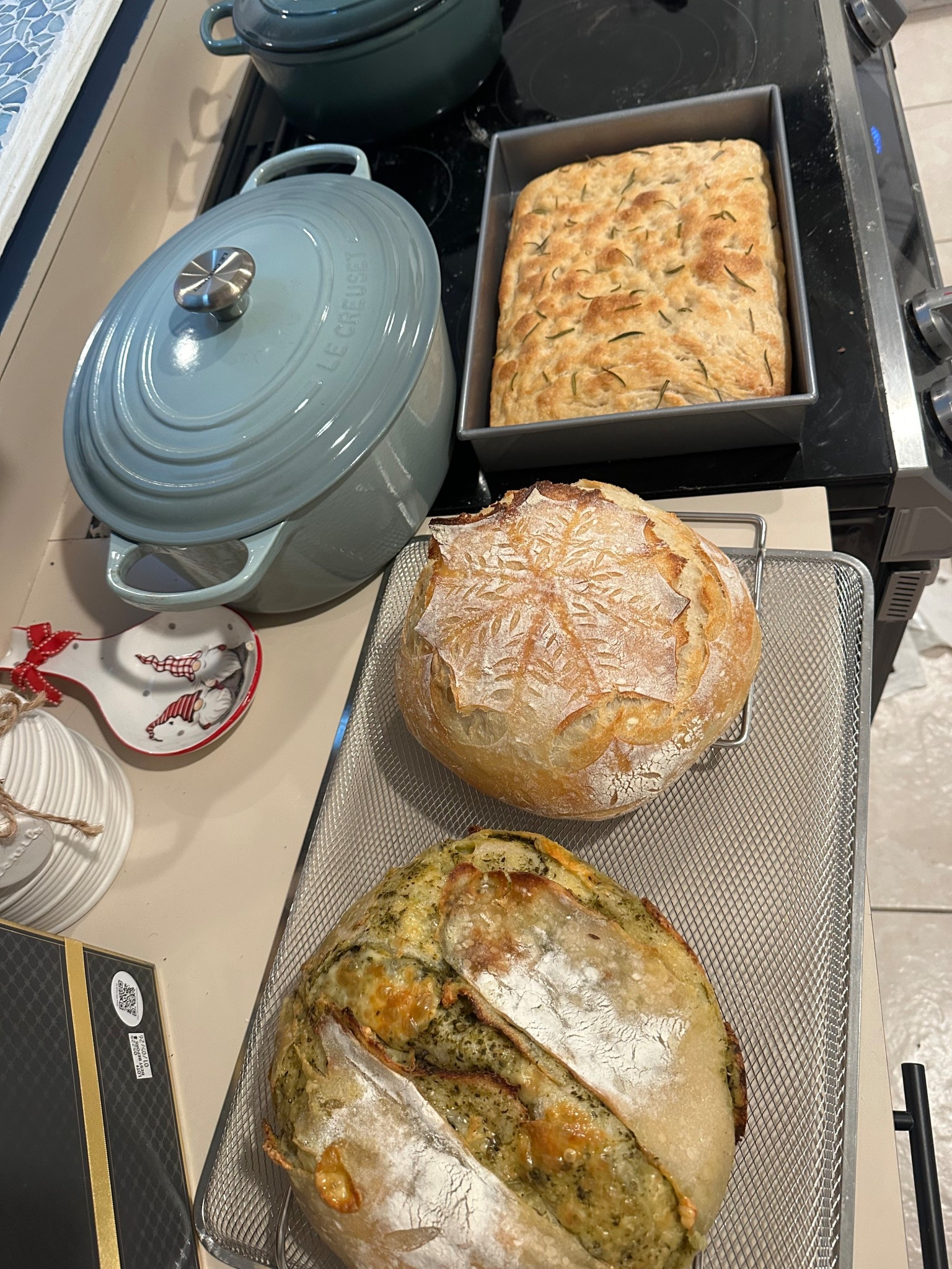 Christmas morning bread! A regular sourdough loaf, a pesto mozzarella loaf and focaccia bread! Tagging everything I used to bake! 

#LTKfoodie #LTKHome #LTKGiftGuide