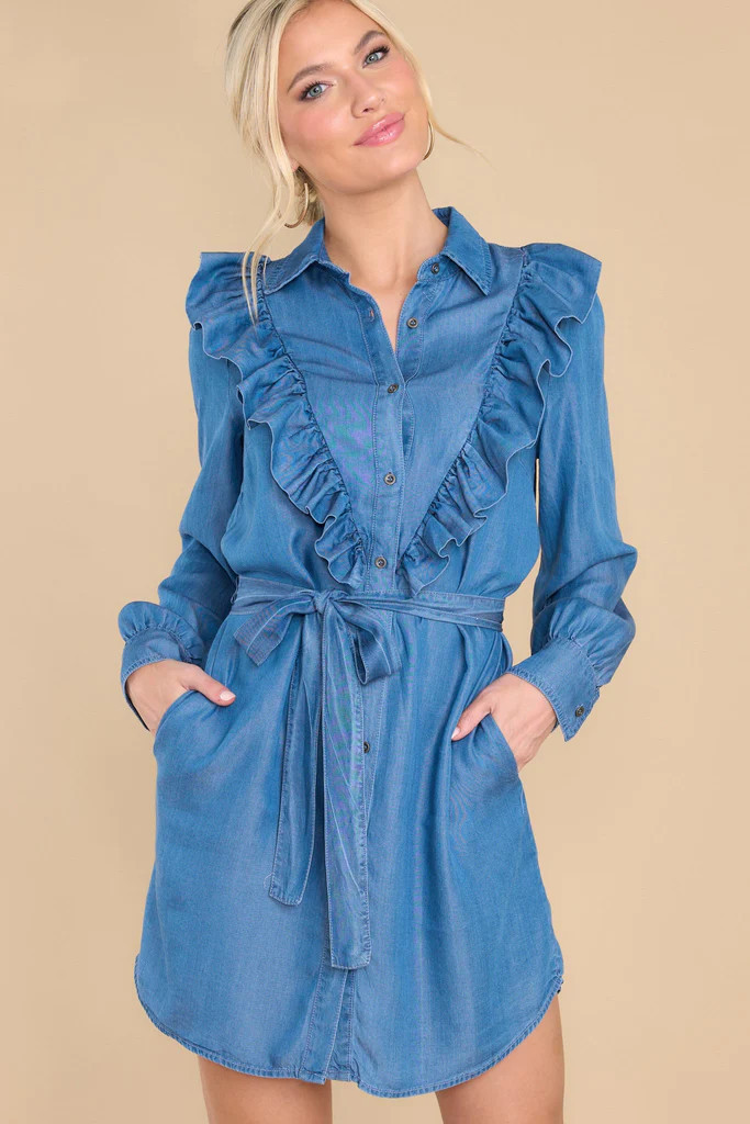 Aim High Medium Wash Chambray Dress | Red Dress 