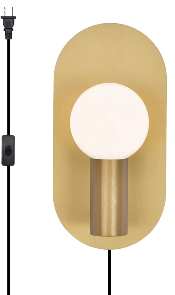 Modern Wall Sconce Plug in Gold Mid-Century Sconces Wall Lighting Cord with On Off Switch Brushed... | Amazon (US)