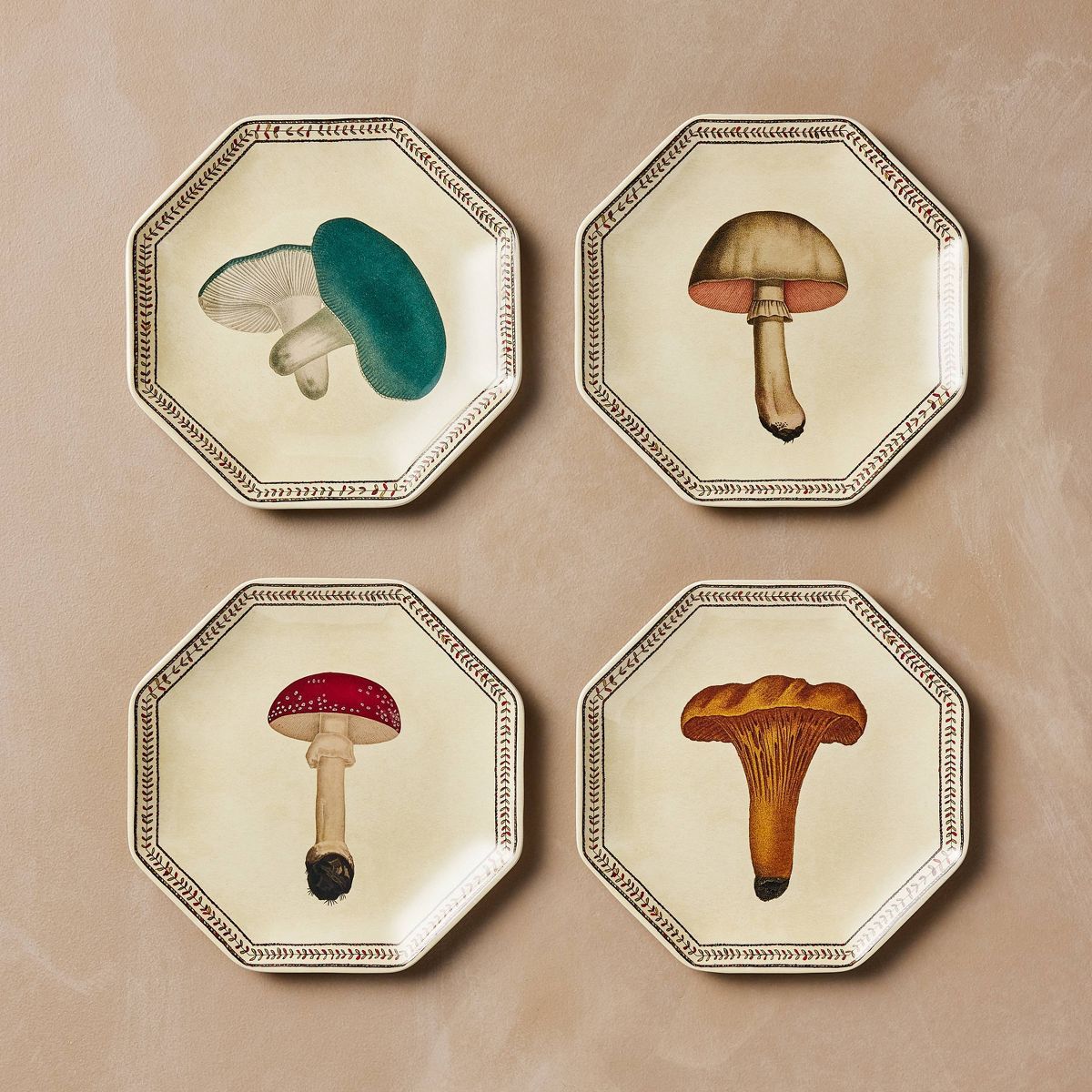 4pc Assorted Fall Mushroom Appetizer Plates - John Derian for Target | Target