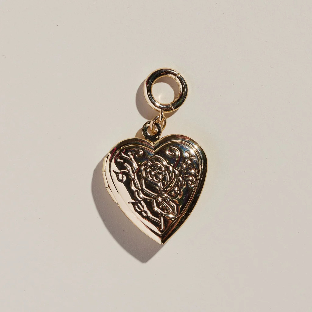 Gold Medium Heart Locket | Nickel and Suede