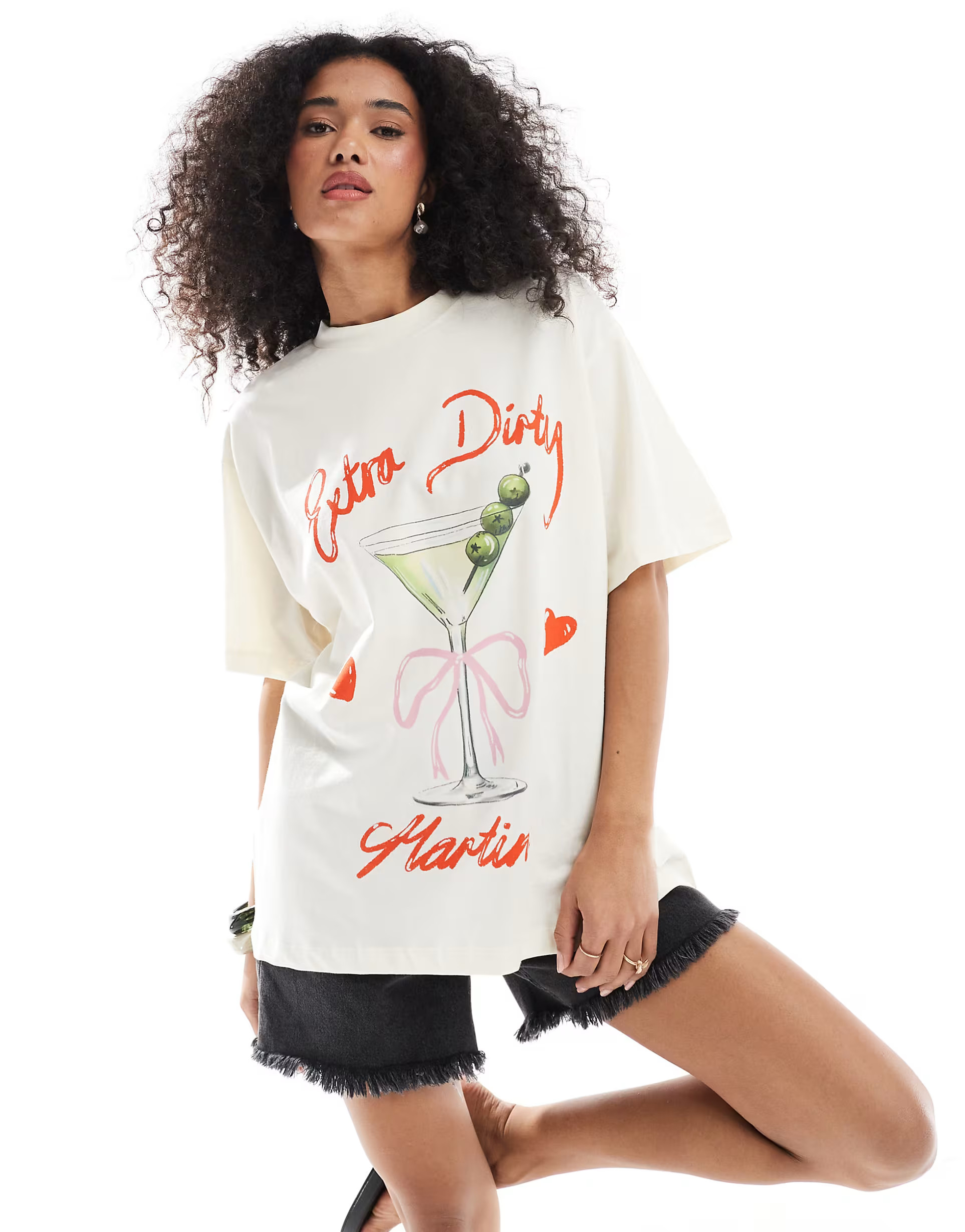 ASOS DESIGN oversized T-shirt with martini graphic | ASOS (Global)