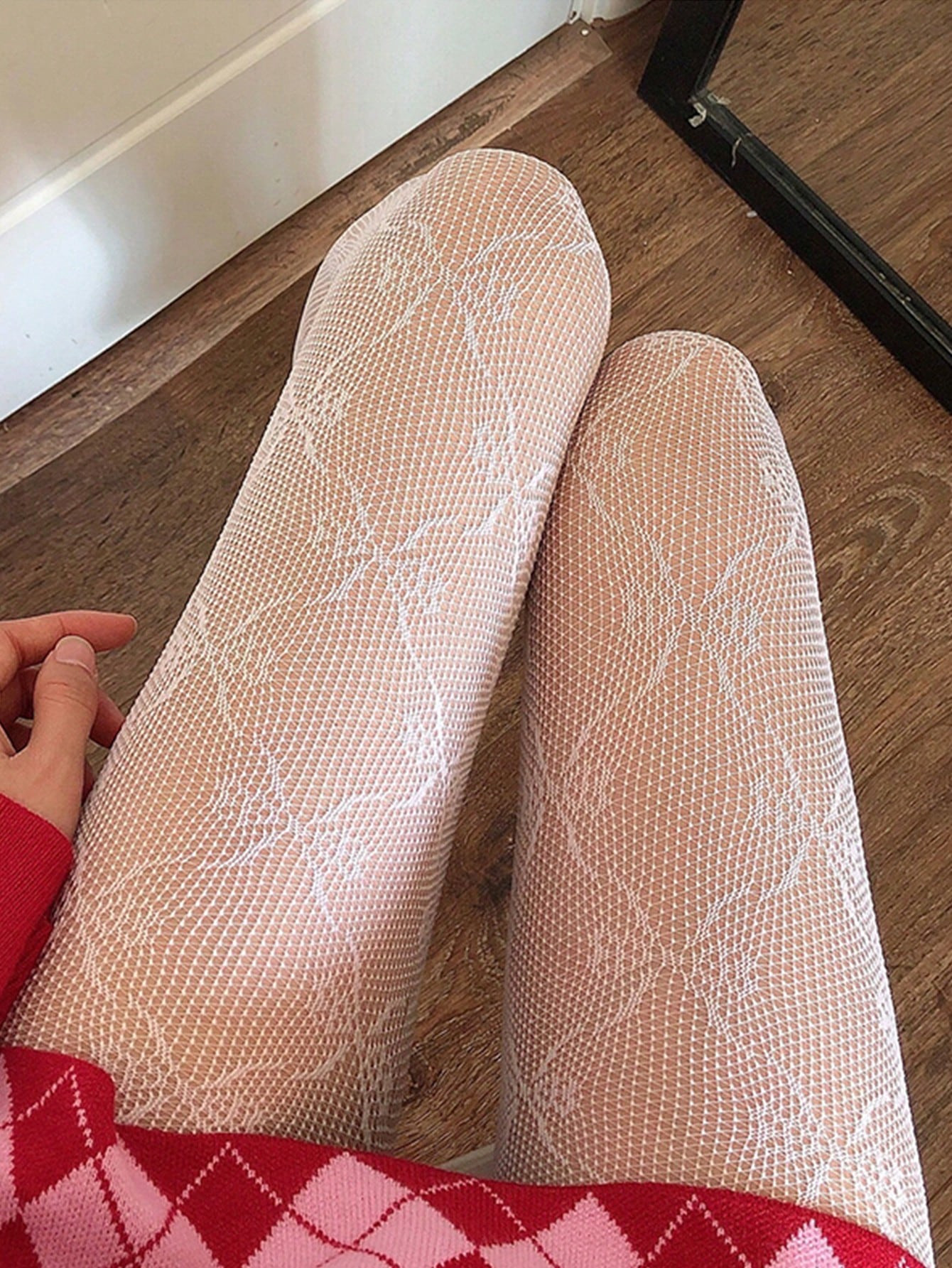 1pc Sexy Pantyhose Black Silk Seductive Lace Lace Pantyhose Hollowed Out Butterfly Print Women's ... | SHEIN