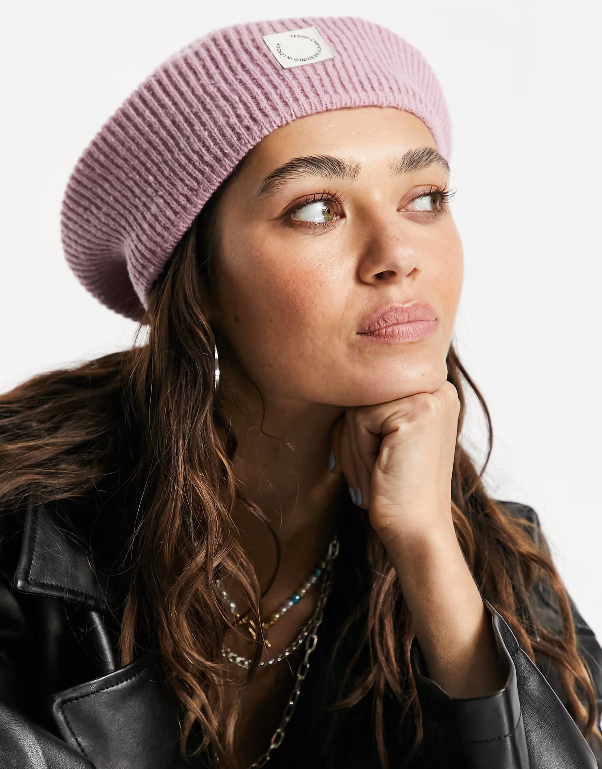 Topshop rib knit beret in pink | ASOS (Global)