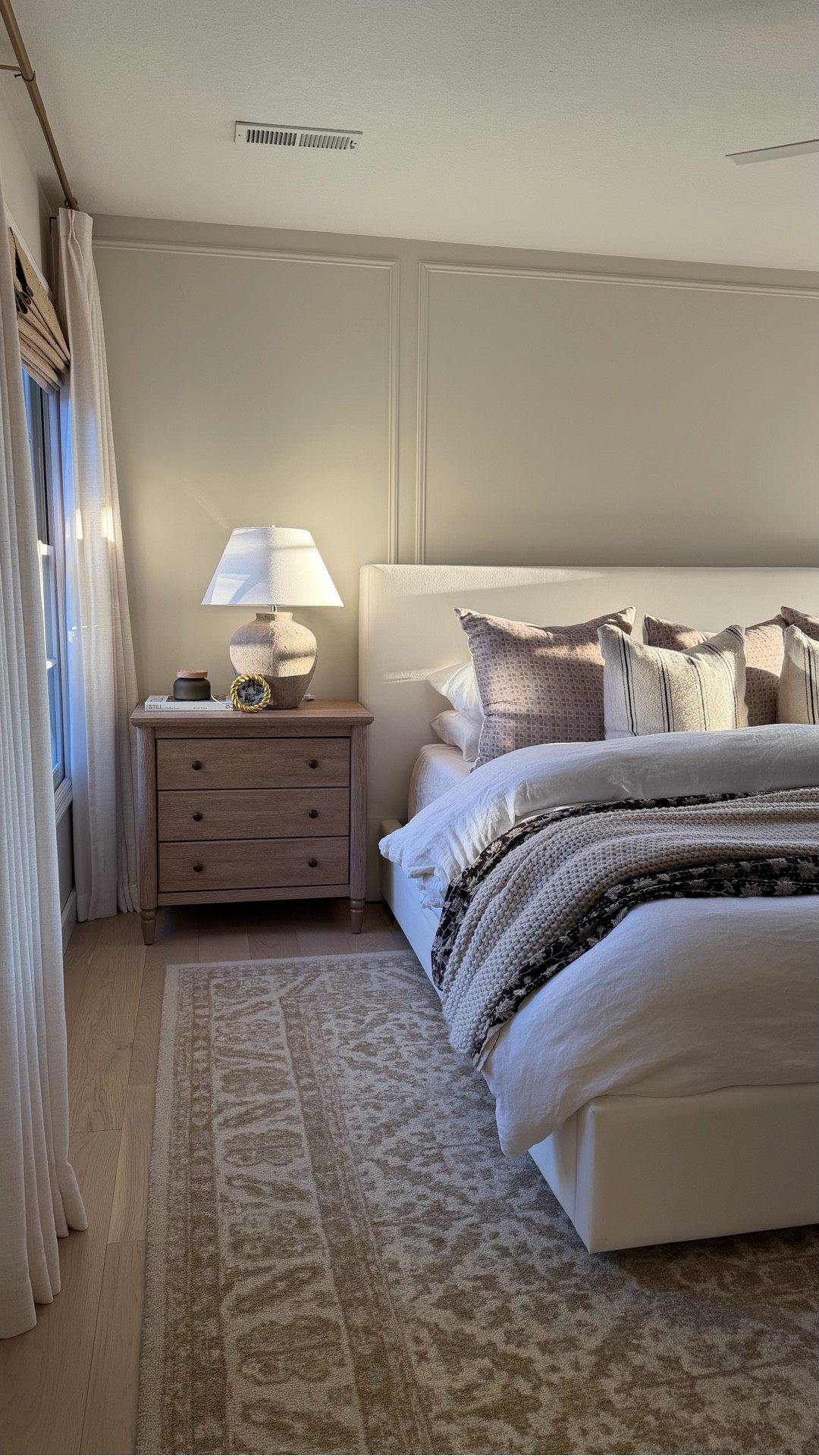 Love to see the sun coming in on my bedroom this cozy winter morning 🤍 

Bedding, bedroom throw pillows, nightstands, upholstered platform, bed frame 

#LTKHome