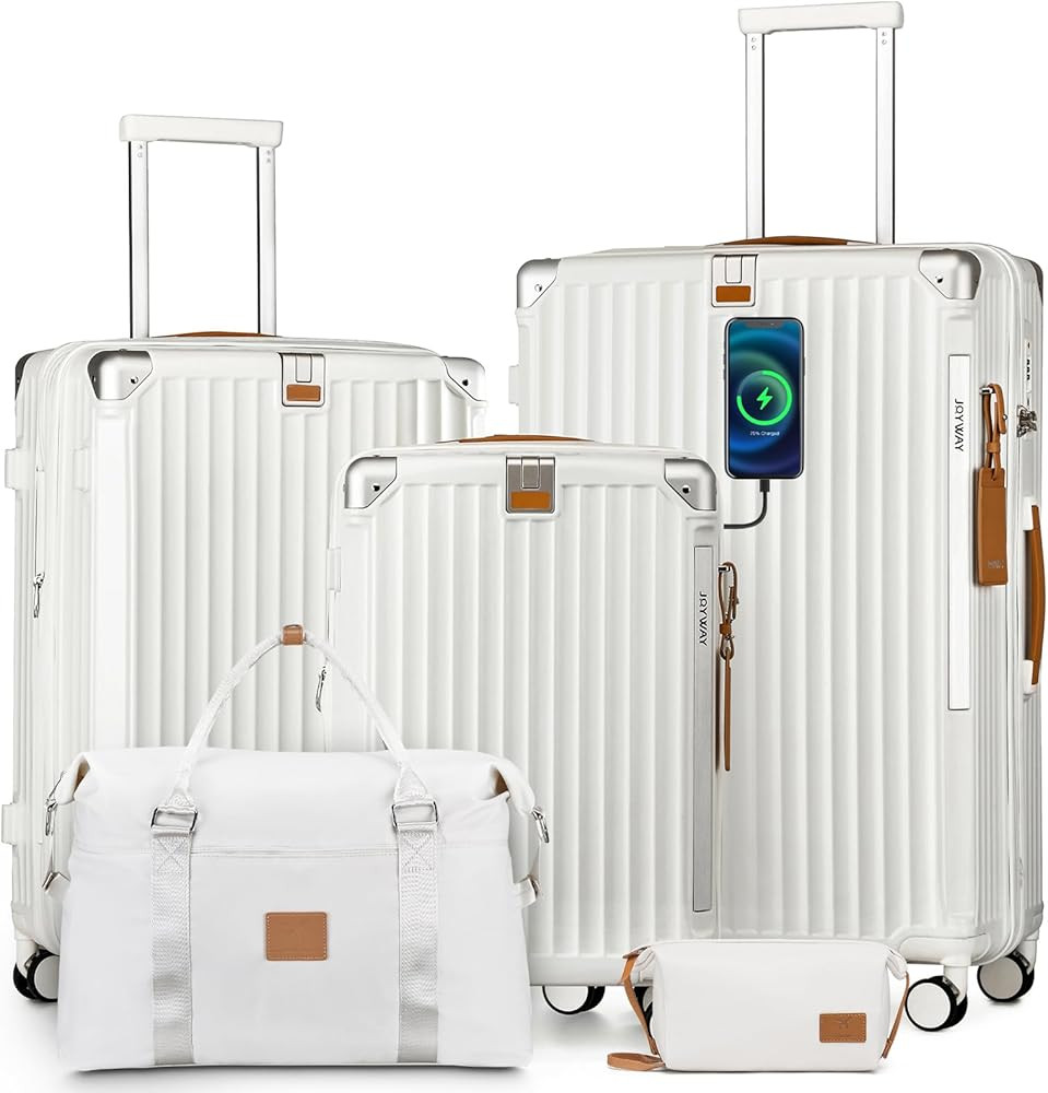 Joyway 5 Piece Luggage Set with Cup Holder, Expandable 25% Capacity, Includes Handbag, Anti Slip ... | Amazon (US)