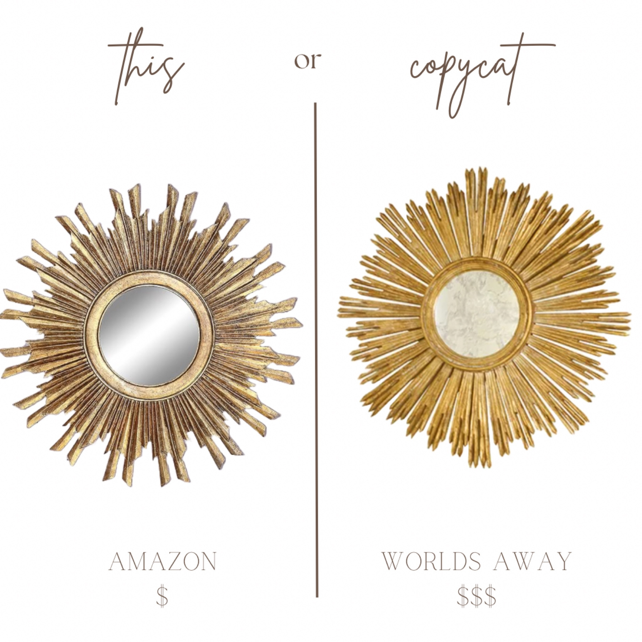This or that! Gold sun mirrors are a personal favorite! They act as a mirror and art :) ☀️

Amazon or Worlds Away options for different budgets 





Living room mirror, above bed mirror, art, gold accents, home decor, home inspiration, console table mirror 




#LTKhome #LTKsalealert