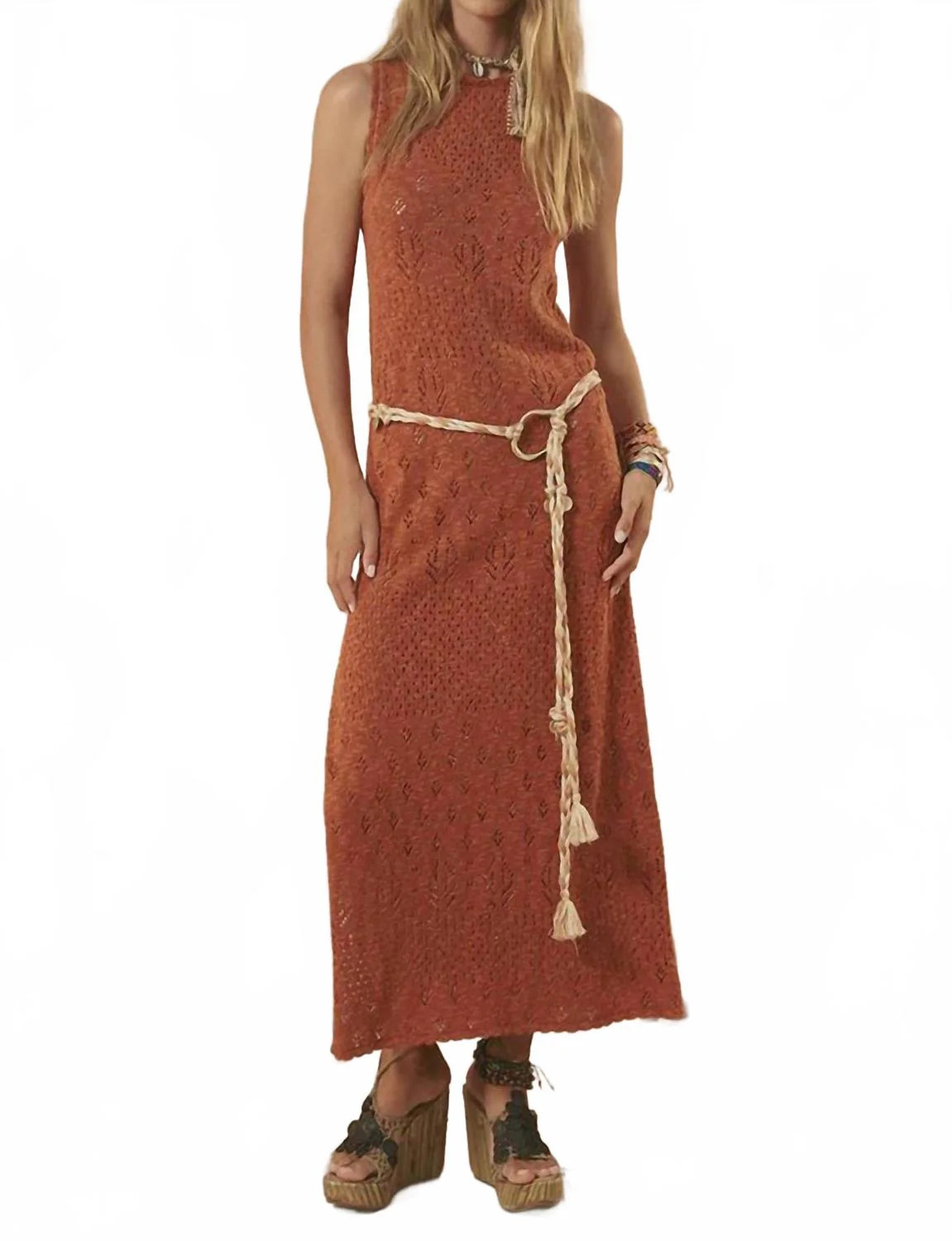 Rhodes Knit Maxi Dress In Cinnamon | Shop Simon