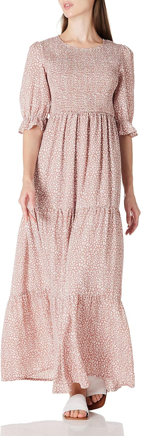 Amazon Brand - Find. - Vestiti Donna Estate, Taglio Lungo Maxi Casual con Balze, Maniche Corte Vo... | Amazon (IT)