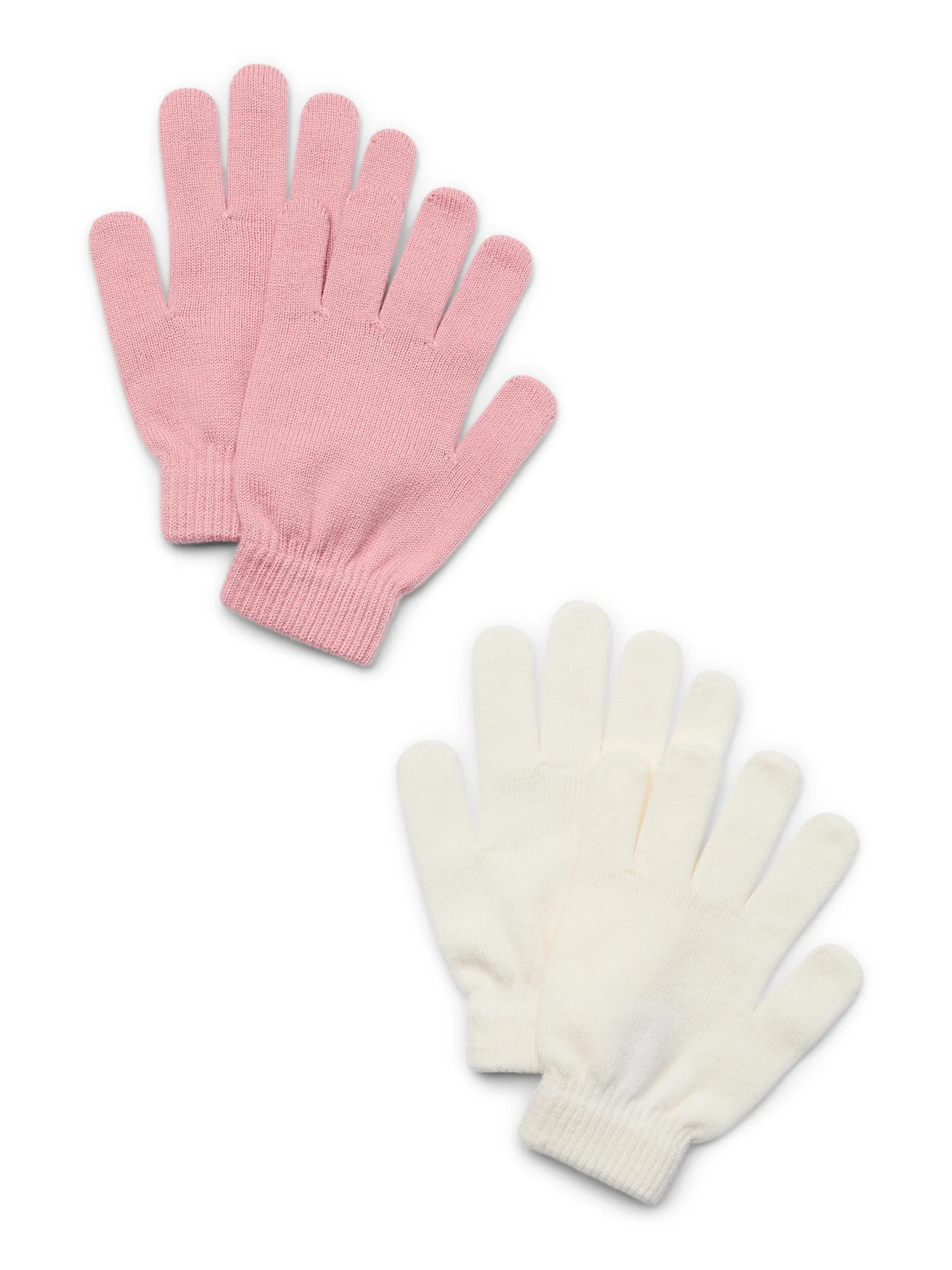 Time and Tru Women's Stretch Knit Winter Gloves 2-Pack, Dusty Rose - Walmart.com | Walmart (US)