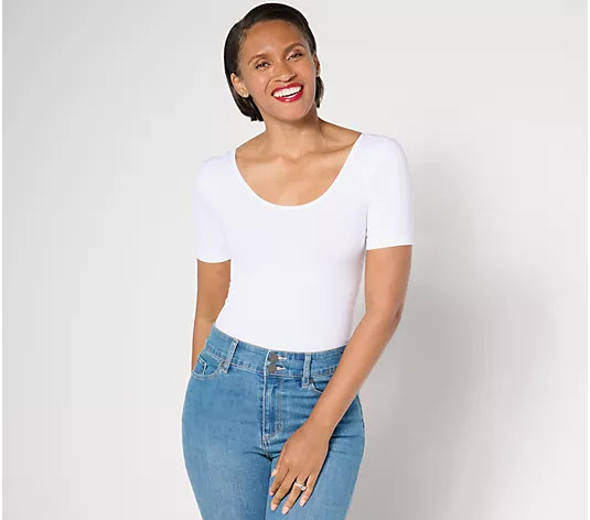 Shapermint All day Everyday Short Sleeve Bodysuit | QVC