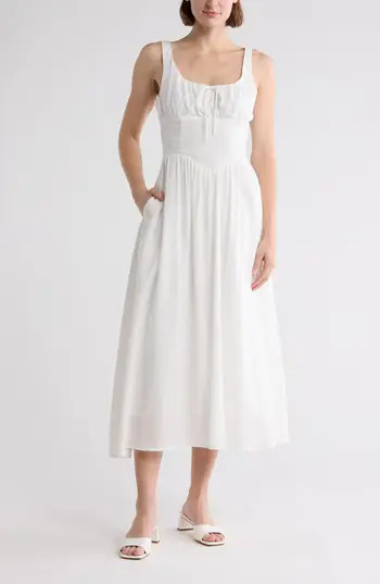 WISHLIST Corset Midi Sundress in White at Nordstrom Rack, Size Medium | Nordstrom Rack