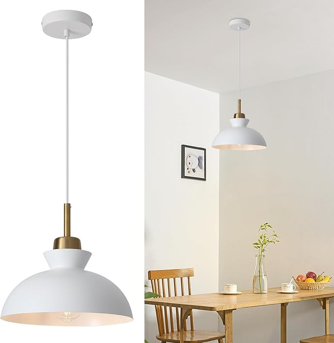 White Pendant Lights Farmhouse Pendant Lights for Kitchen Island Industrial Dome Hanging Lamp Lig... | Amazon (CA)