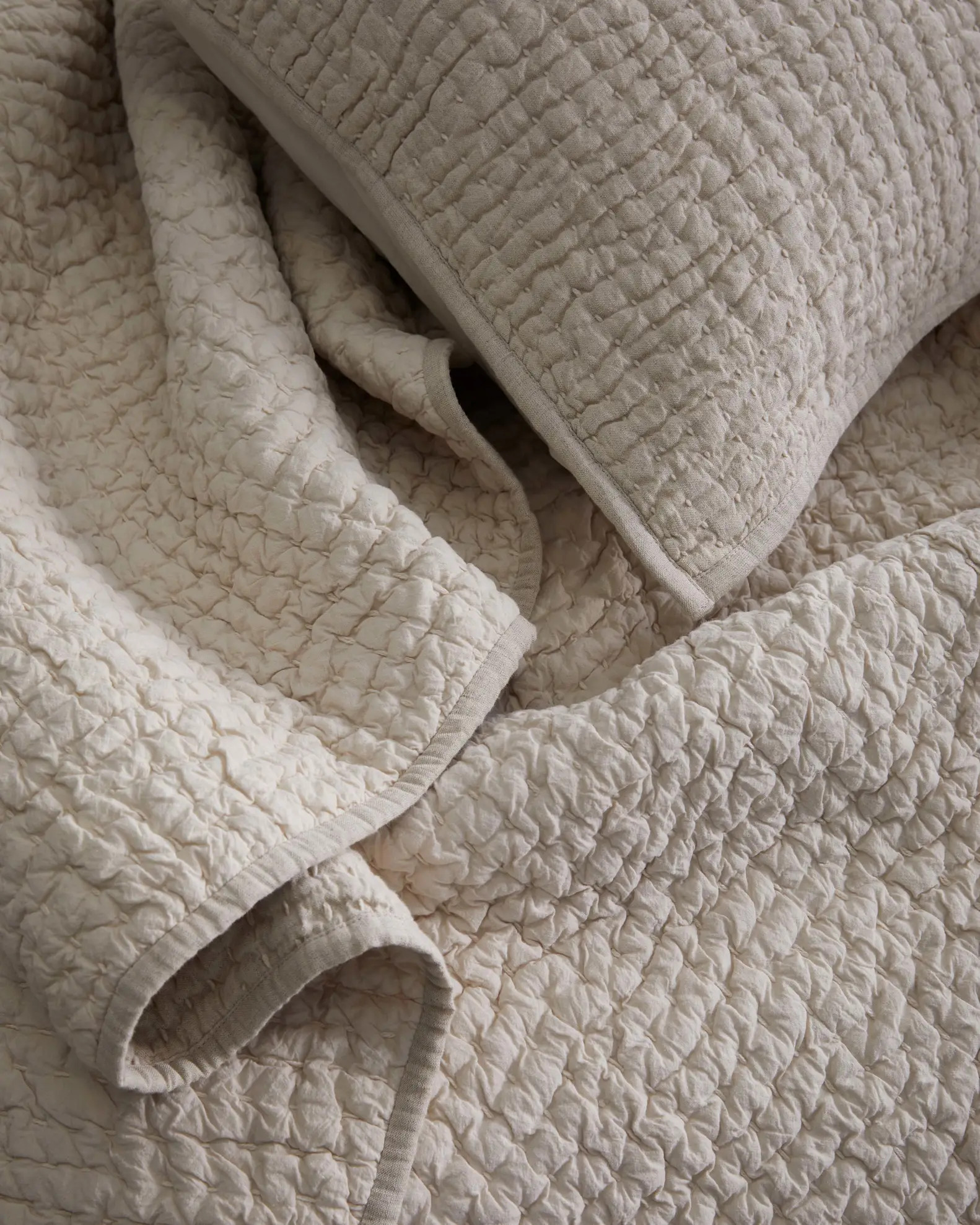 European Linen Cotton Stitch Quilt Set | Quince