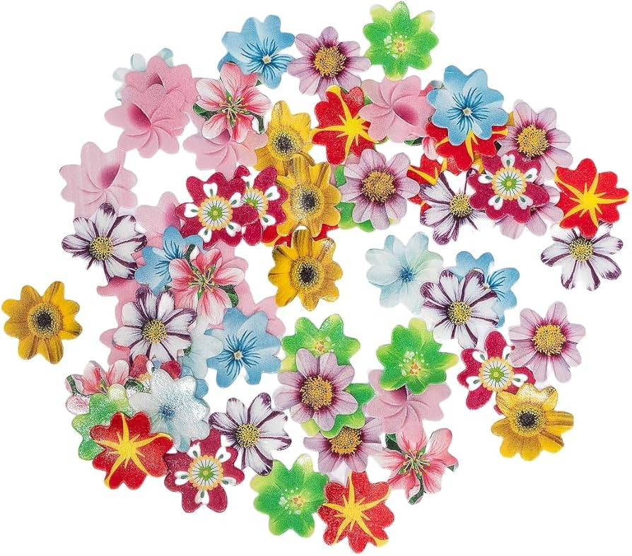 Edible Flowers 120pcs Wafer Paper Cake Cupcake Toppers for Decorating Rice Paper Flower Food Deco... | Amazon (US)