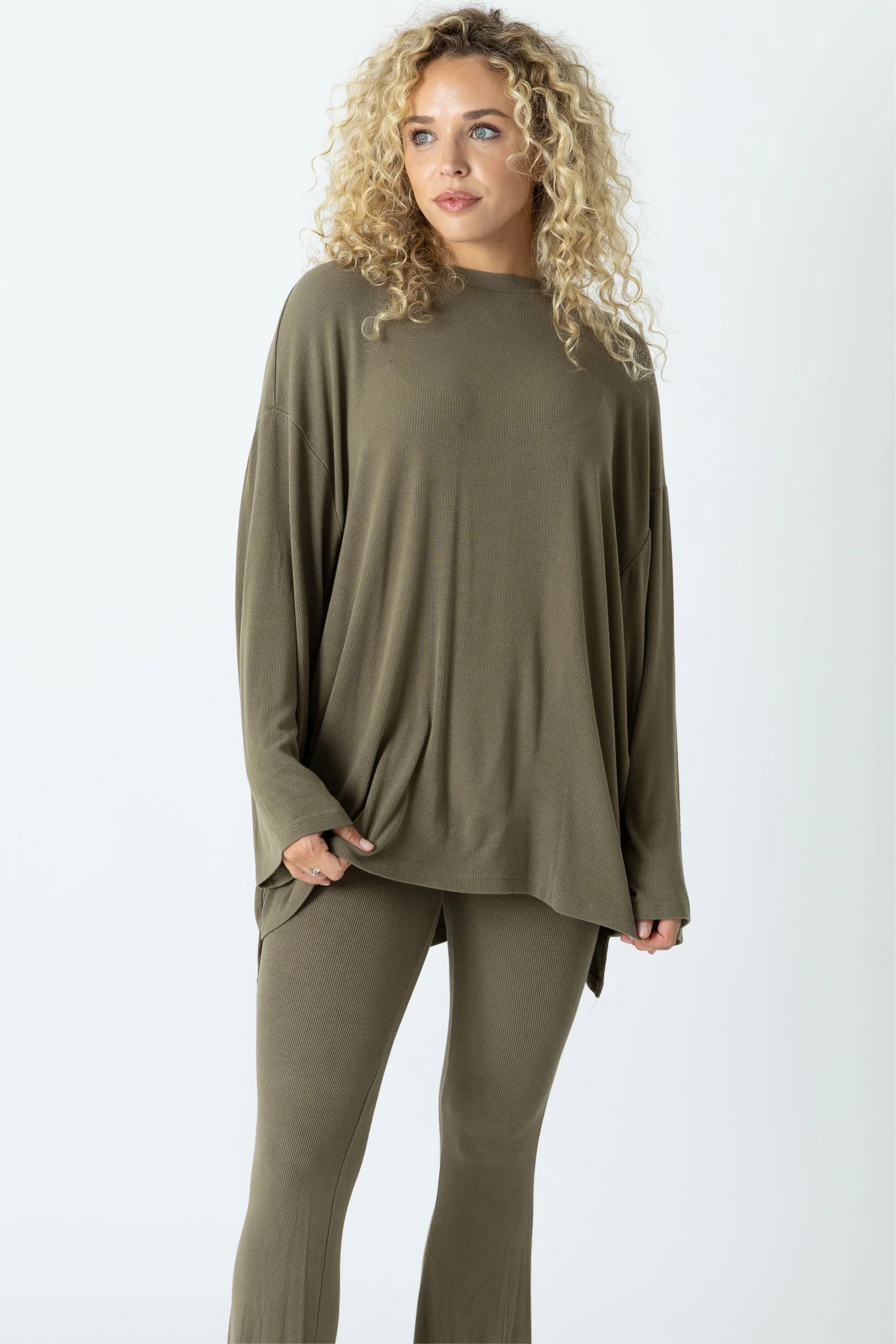 All Weekend Long Pant Set Long Sleeve Olive | The Foxy Kind