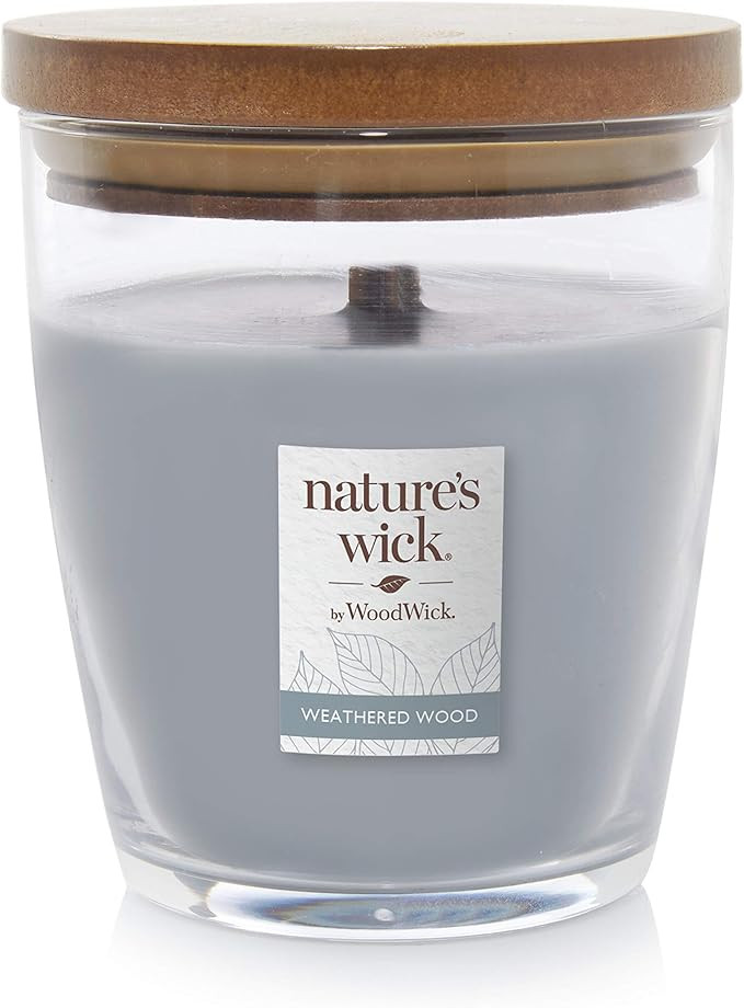 WoodWick Nature's Wick Weathered Woods Scented Candle, 10oz with Wooden Lid, Crackles at it Burns... | Amazon (US)