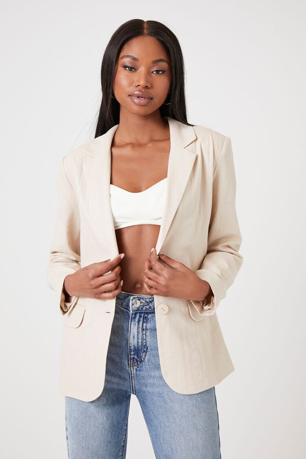 Linen-Blend Notched Blazer | Forever 21 (US)