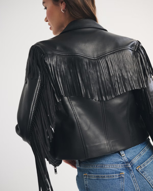 Vegan Leather Fringe Jacket | Abercrombie & Fitch (US)