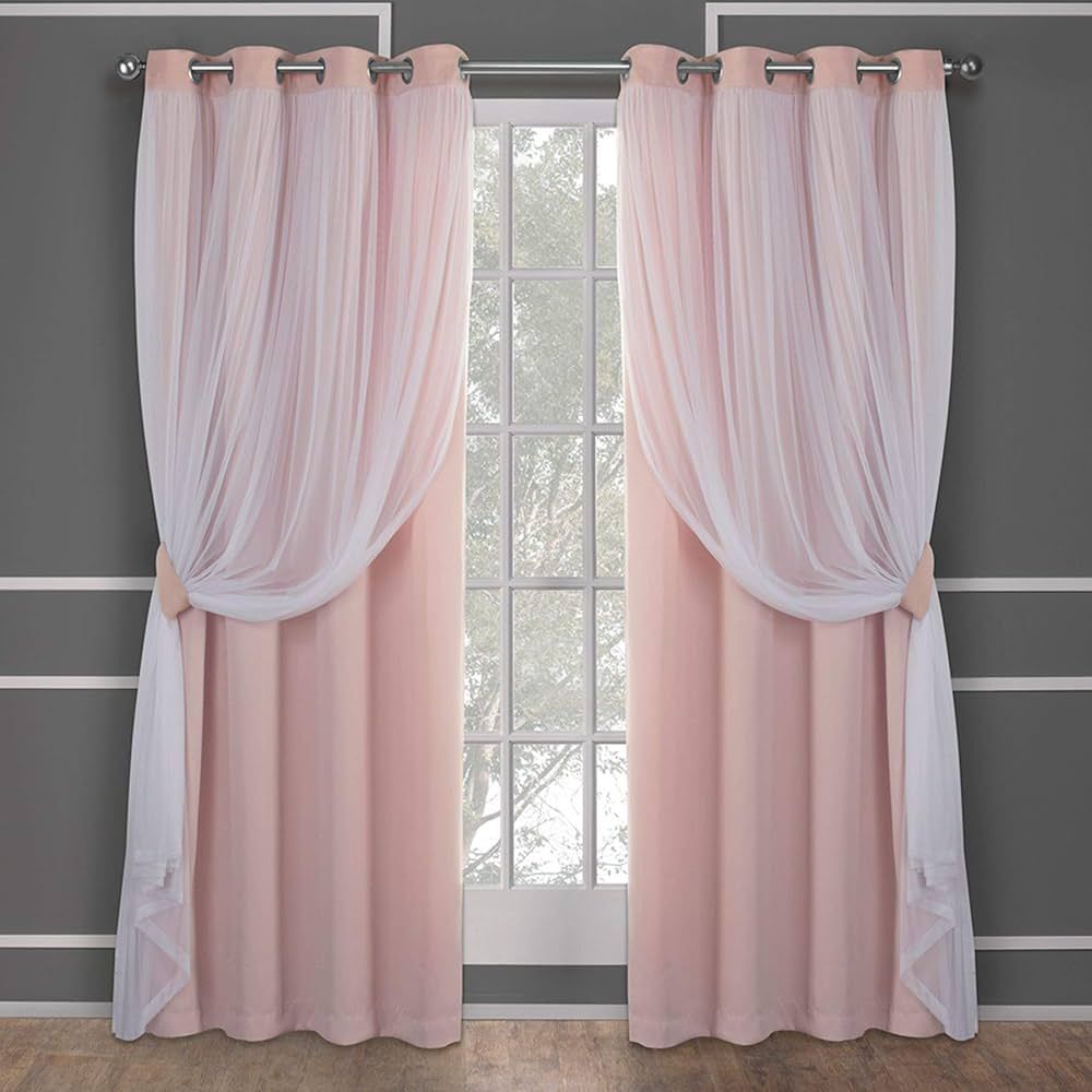 Exclusive Home Catarina Layered Solid Room Darkening Blackout and Sheer Grommet Top Curtain Panel... | Amazon (US)