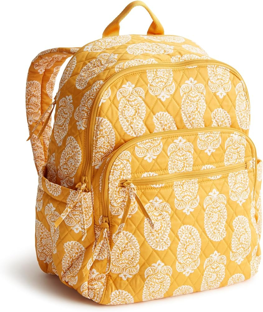 Vera Bradley Women's Cotton Bancroft Backpack, Iconic Paisley Sunflower, One Size | Amazon (US)
