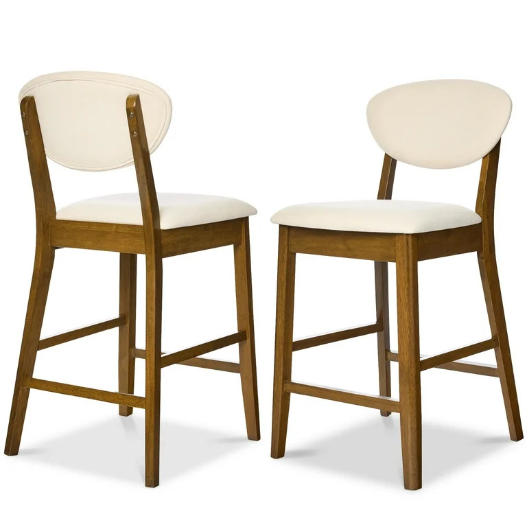Best Choice Products 2-Piece Mid-Century Modern Wood and Upholstered Counter Height Bar Stool Set... | Walmart (US)