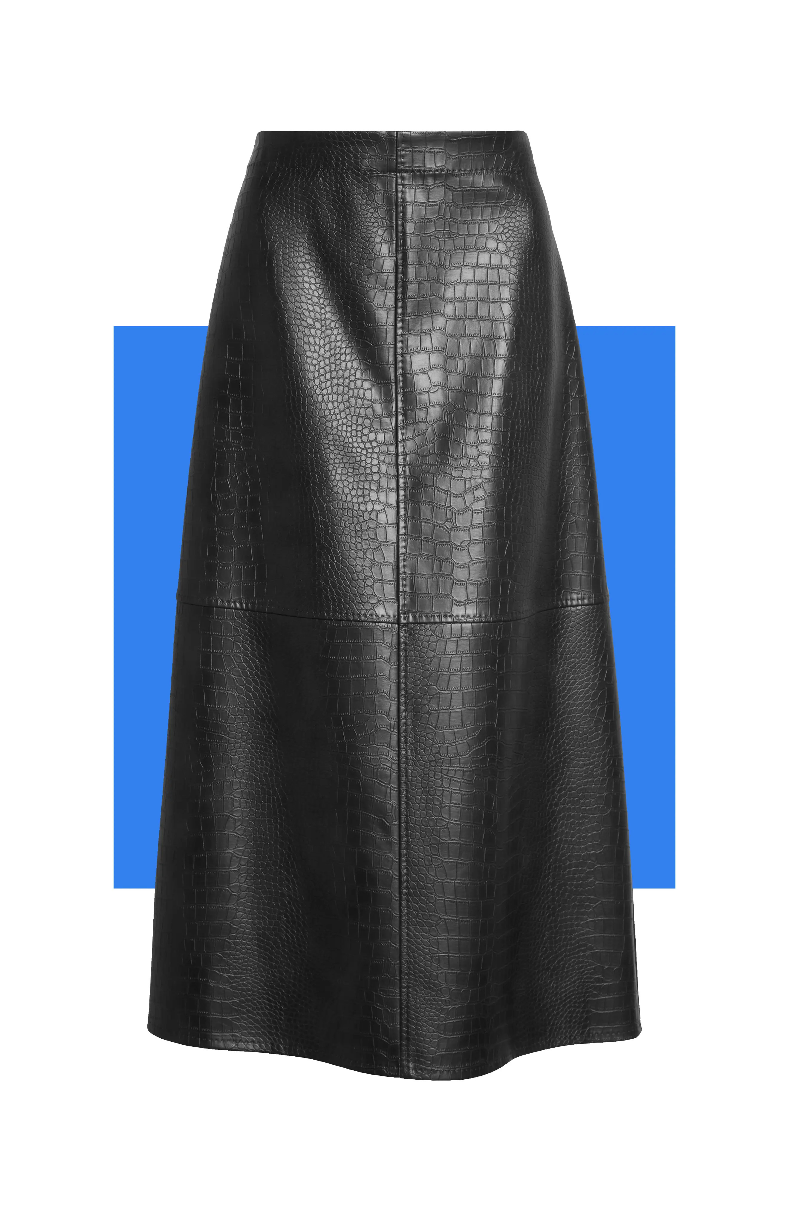 MAX STUDIO Croc-Embossed Faux Leather Pencil Skirt in Black at Nordstrom Rack, Size Small | Nordstrom Rack